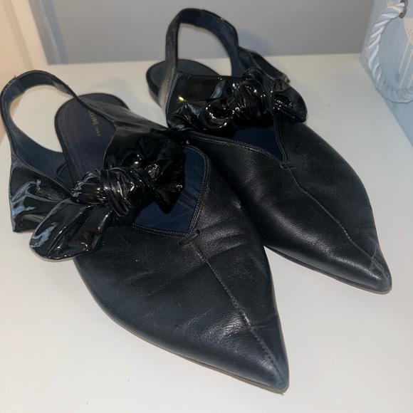 Celine, Paris, point toe ballet style flats w/ ankle bows - Picture 1 of 2